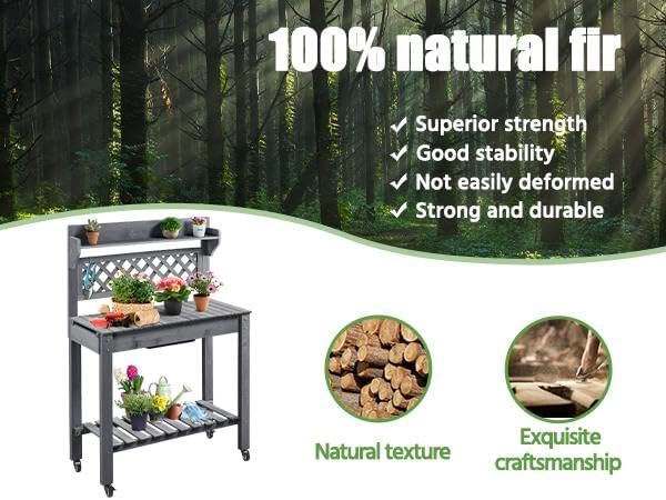Havers Potting Bench Table Outdoor Garden Potting Table Wooden Workstation