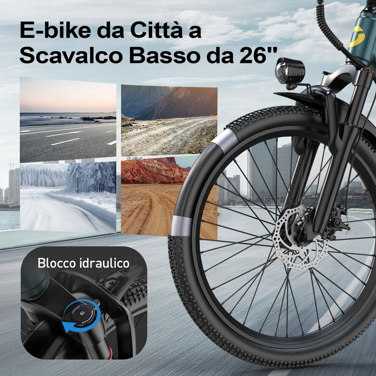 Aairsk GT300 26" Electric Mountain Bike for Adults, 250W Motor, 36V 10Ah Battery, 7-Speed, 40km Range