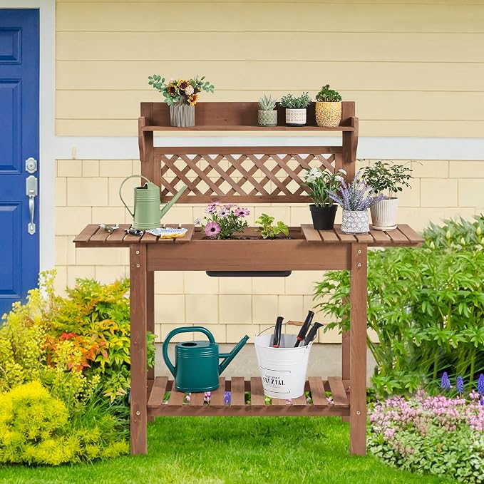Havers Potting Bench Table Outdoor Garden Horticulture Wooden Workstation