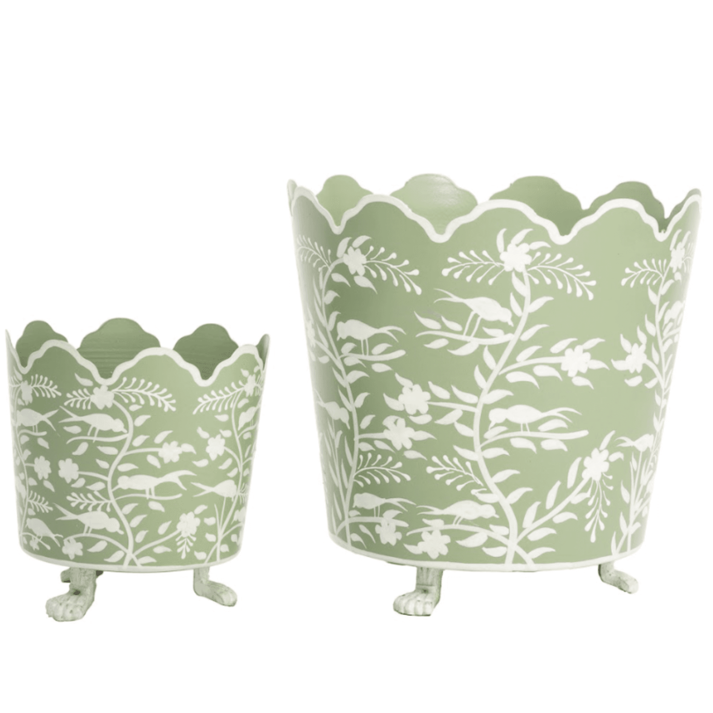 Havers Pale Blue & White Scalloped Footed Ceramic Planter – Classic Chinoiserie Indoor Flower Pot