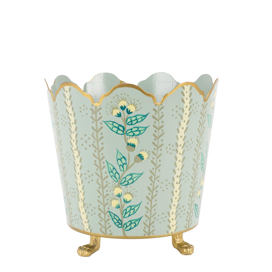Havers Green & Gold Hand-Painted Floral Ceramic Bucket Planters – Decorative Cachepot (Set of 3 Sizes: S, M, L)