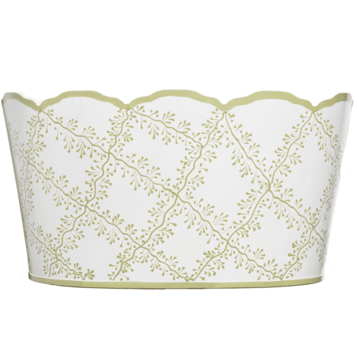 Havers White & Green Trellis Scalloped Edge Planter – Luxury Hand-Finished Ceramic Cachepot