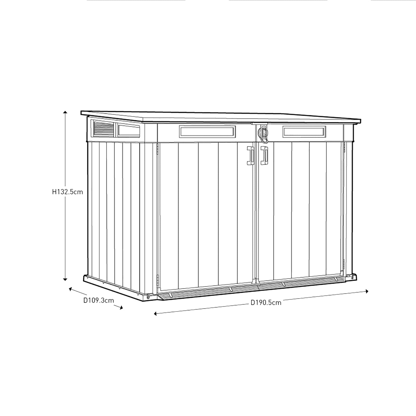 Keter Grande Store Outdoor Double Door Garden Furniture Storage Shed Grey Duotech+ Wood Look and Feel | Fade Free | All Weather Resistant | Safe and Secure | Zero Maintenance