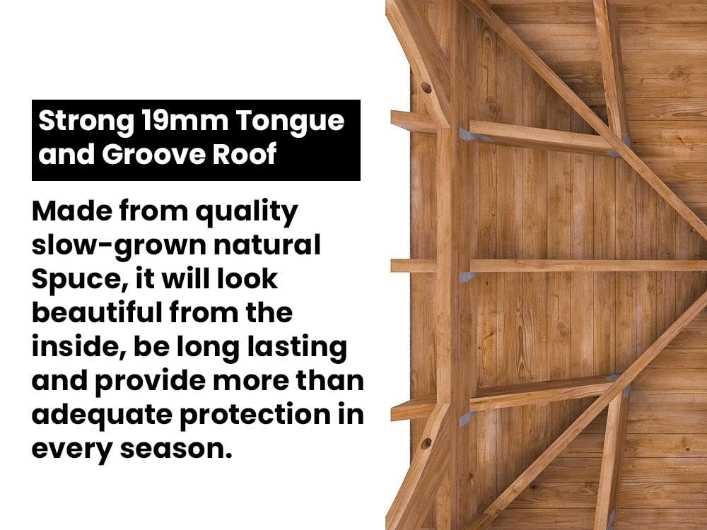 Promotional graphic reading '10 Year Guarantee on Pressure Treated Timber' with a round 10-year guarantee badge and timber…