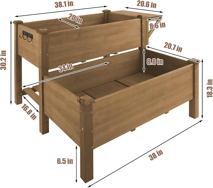 Havers 2-Tier Raised Garden Bed with Legs Outdoor Elevated Garden Box, Storage Shelf