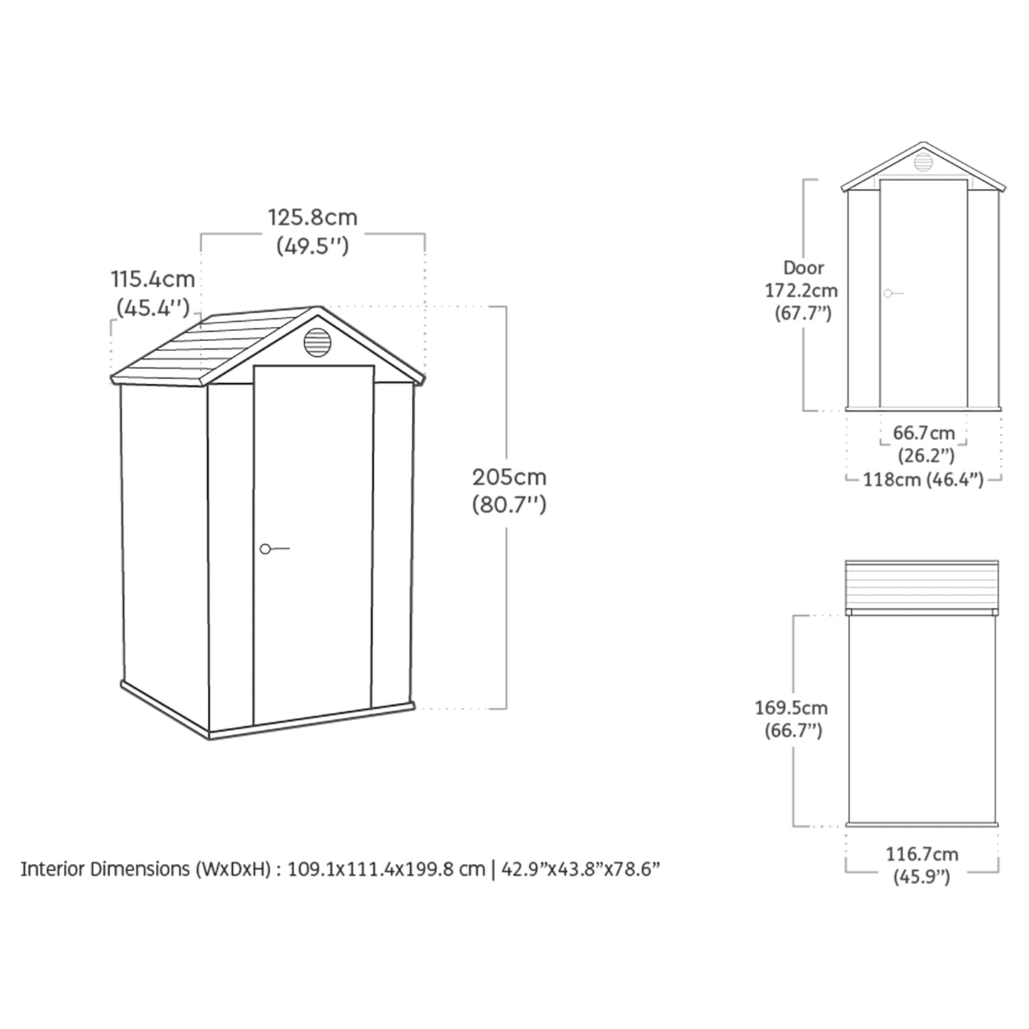 Keter Darwin 4x4 Outdoor Storage Shed - Green | Small Resin Garden Tool Shed | Wood-Effect Weatherproof Double-Wall with Skylight & Ventilation