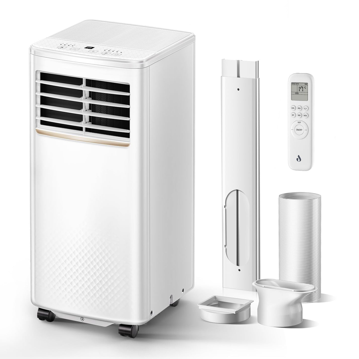 Air Conditioning Unit, 9000 BTU Portable Air Conditioner with 4-in-1 Cooling & Fan & Dehumidifier Function, AC Unit with Digital Display & Remote Control, 24H Timer for Room Up to 25~35 ㎡