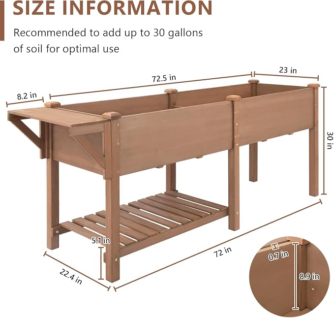 Havers Raised Garden Bed with Legs Outdoor, Elevated Garden Box, Storage Shelf