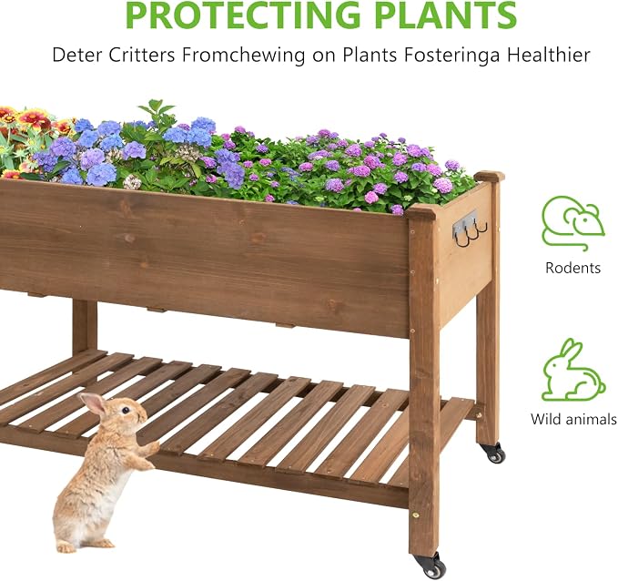 Havers Raised Garden Bed with Legs & Wheels –, Outdoor Elevated Planter Box with