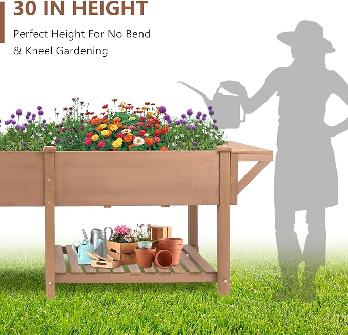 Havers Raised Garden Bed with Legs Outdoor, Elevated Garden Box, Storage Shelf