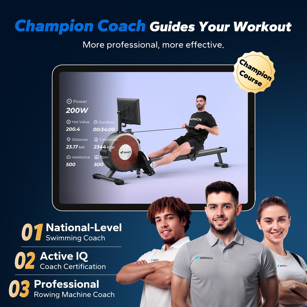 MERACH Magnetic Rowing Machine with 15.6" HD Screen, 16 Resistance Levels, Dual Slide Rails, 158kg Capacity
