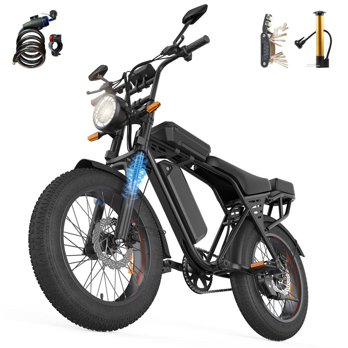 Aairsk X5 20" Fat Tire Electric Mountain Bike for Adults, 250W Motor, 48V 15Ah Battery, 80km Range