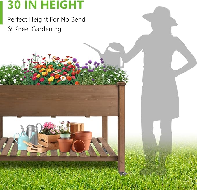 Havers Raised Garden Bed with Legs & Wheels –, Outdoor Elevated Planter Box with