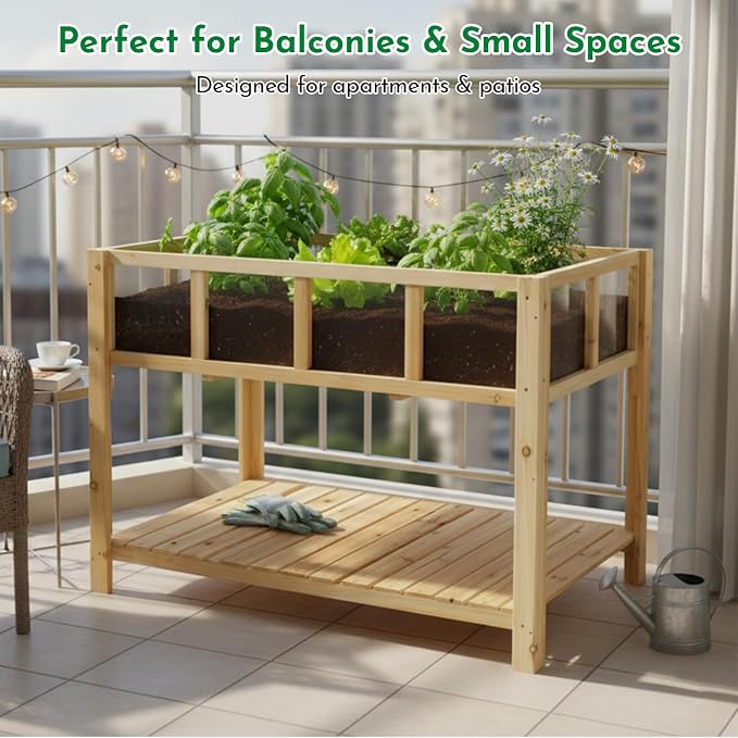 Havers Raised Garden Bed with Transparent Acrylic Panels, Elevated Wooden Raised