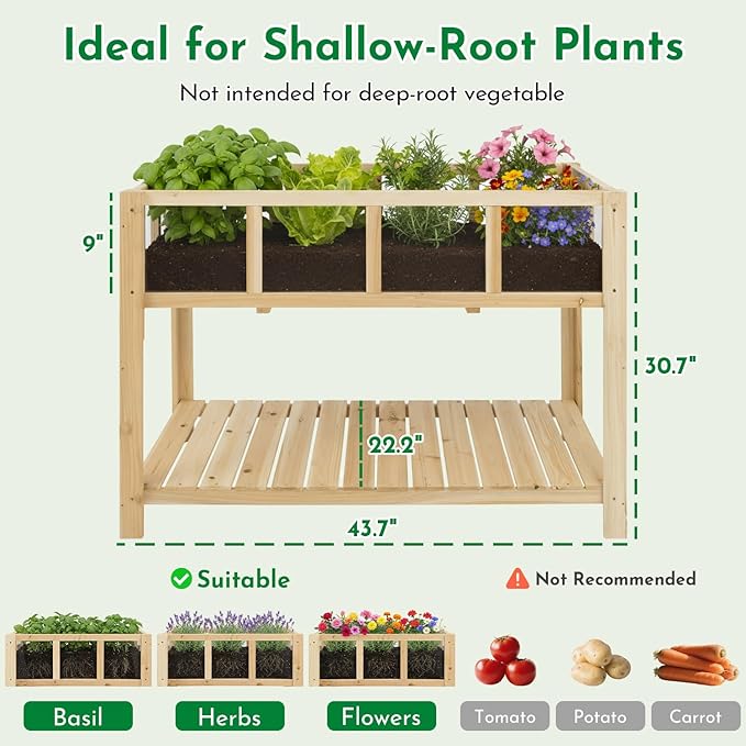 Havers Raised Garden Bed with Transparent Acrylic Panels, Elevated Wooden Raised
