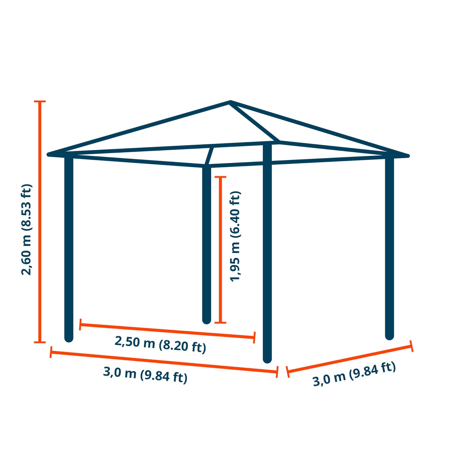 Close-up of the roof peak showing aluminium support struts and translucent polycarbonate panels with sky reflections.