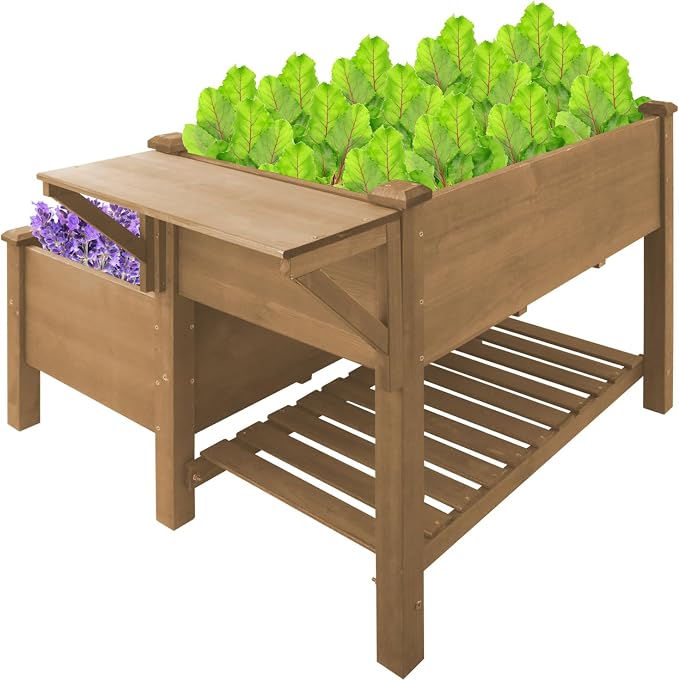 Havers 2-Tier Raised Garden Bed with Legs Outdoor Elevated Garden Box, Storage Shelf