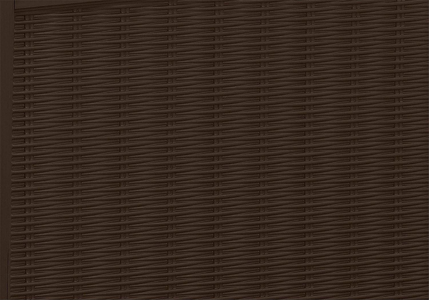 Close-up of brown rattan-effect resin panel showing woven texture
