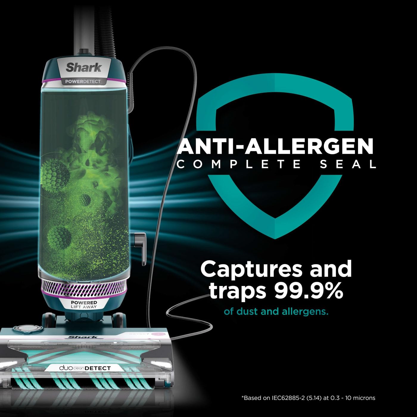 Shark PowerDetect Corded Upright Vacuum Cleaner with DuoClean Detect, Reverse Clean, Anti Hair Wrap Plus, Allergen Seal, Anti-Odour, Pet, Crevice & Multi-Surface Tools, Portable, 750W, 1.3L AZ3900UKT