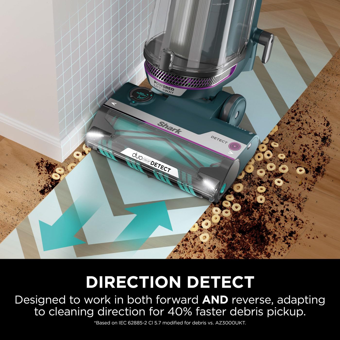 Shark PowerDetect Corded Upright Vacuum Cleaner with DuoClean Detect, Reverse Clean, Anti Hair Wrap Plus, Allergen Seal, Anti-Odour, Pet, Crevice & Multi-Surface Tools, Portable, 750W, 1.3L AZ3900UKT