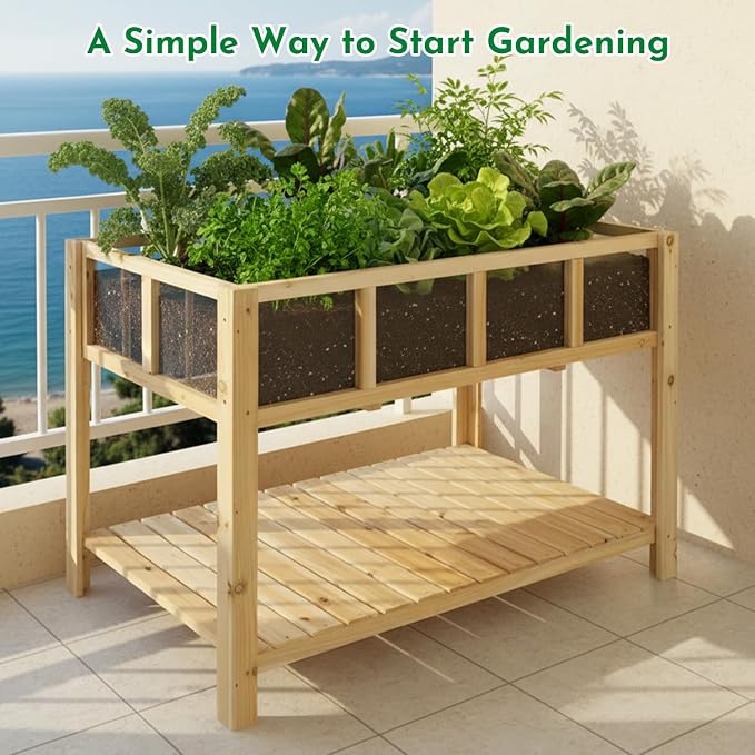 Havers Raised Garden Bed with Transparent Acrylic Panels, Elevated Wooden Raised