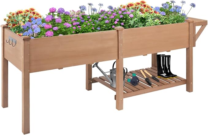 Havers Raised Garden Bed with Legs Outdoor, Elevated Garden Box, Storage Shelf