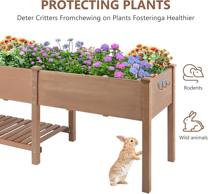 Havers Raised Garden Bed with Legs Outdoor, Elevated Garden Box, Storage Shelf