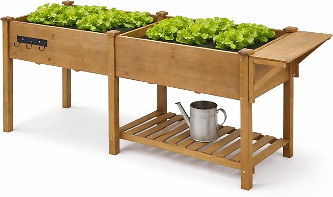 Havers Raised Garden Bed with Legs Outdoor, Elevated Garden Box, Storage Shelf