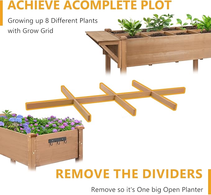 Havers Raised Garden Bed with Lockable Wheels Mobile Elevated Wood Planter, Storage