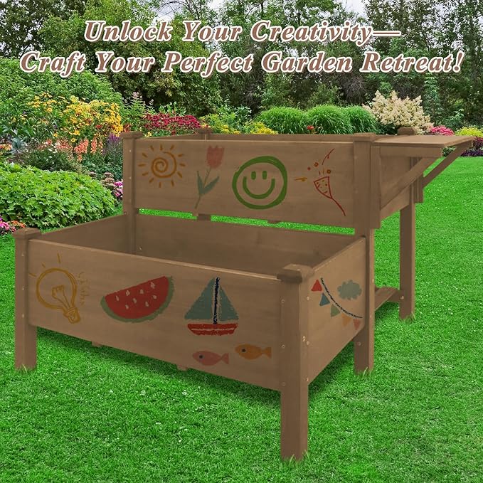Havers 2-Tier Raised Garden Bed with Legs Outdoor Elevated Garden Box, Storage Shelf