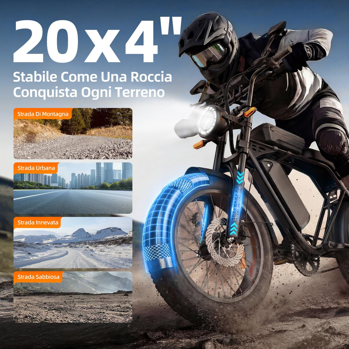 Aairsk X5 20" Fat Tire Electric Mountain Bike for Adults, 250W Motor, 48V 15Ah Battery, 80km Range