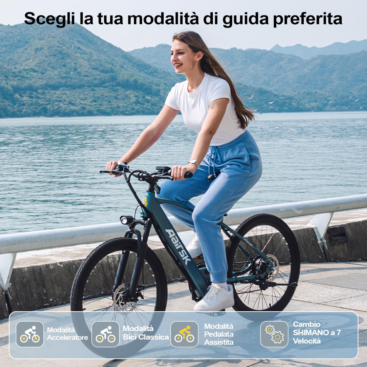 Aairsk GT300 26" Electric Mountain Bike for Adults, 250W Motor, 36V 10Ah Battery, 7-Speed, 40km Range