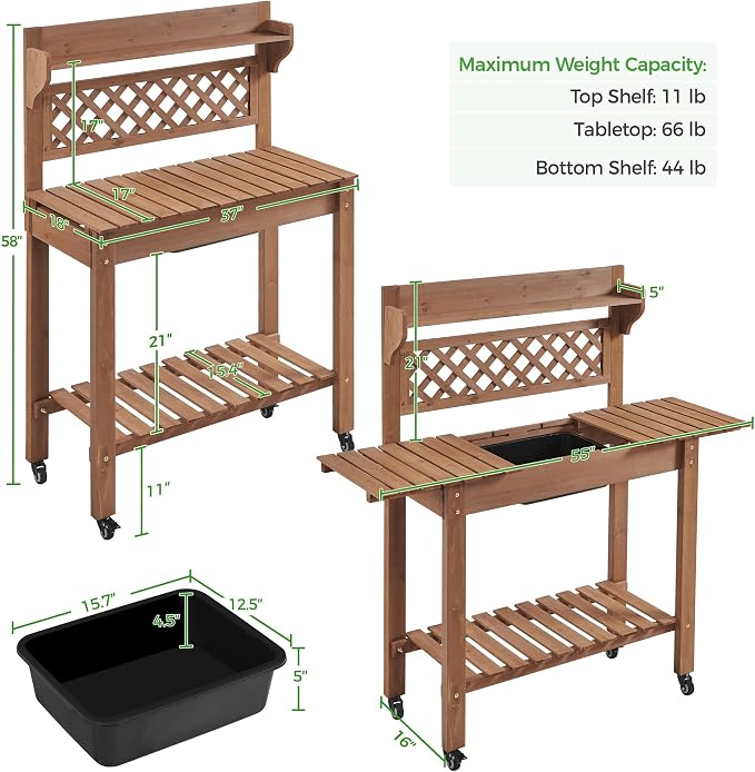 Havers Potting Bench Table Outdoor Garden Horticulture Wooden Workstation