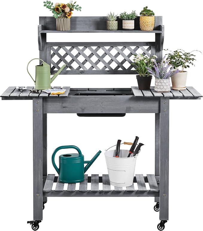 Havers Potting Bench Table Outdoor Garden Potting Table Wooden Workstation