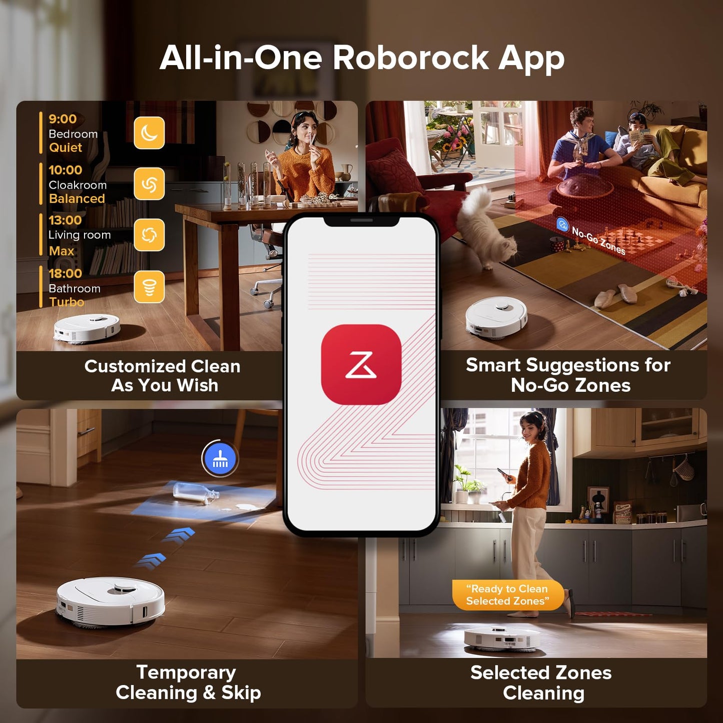 roborock Qrevo Series Robot Vacuum Cleaner with Mop, 10,000Pa Suction