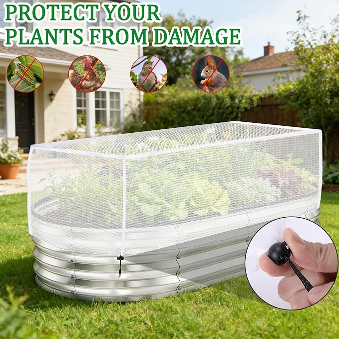 Havers 2 Pack Garden Netting for Raised Beds, 55.1" x 30" x 19.6" Garden Bed Insect