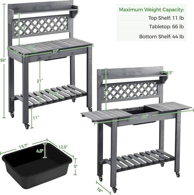 Havers Potting Bench Table Outdoor Garden Potting Table Wooden Workstation