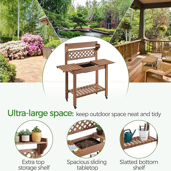 Havers Potting Bench Table Outdoor Garden Horticulture Wooden Workstation