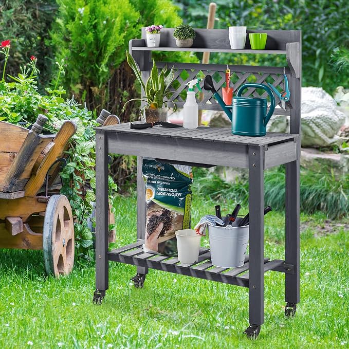 Havers Potting Bench Table Outdoor Garden Potting Table Wooden Workstation