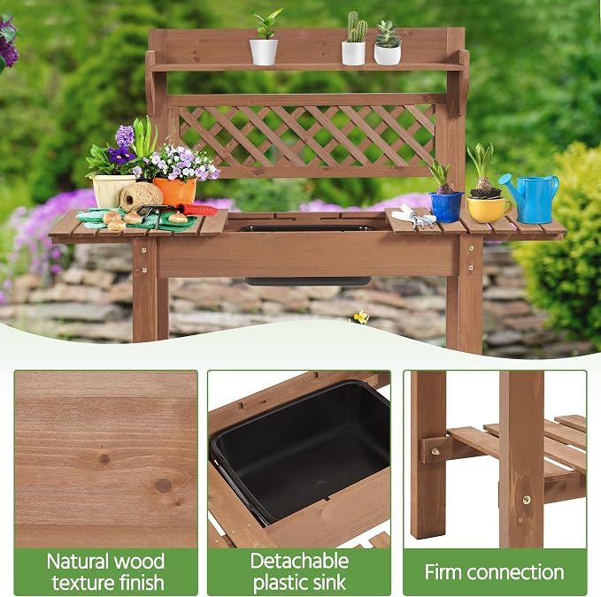 Havers Potting Bench Table Outdoor Garden Horticulture Wooden Workstation