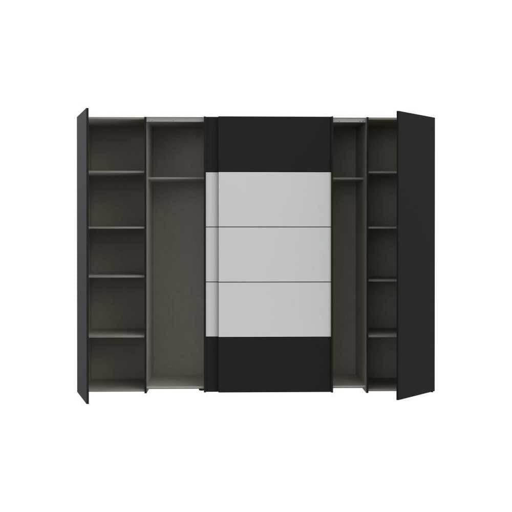 Forte Jabim Kleiderschrank mit LED Beleuchtung – Schwebetürenschrank 4-türig 280 cm Schlafzimmer – Bild 4