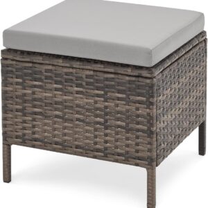 SVITA Madison Rattan Lounge Ecksofa Set Braun, Polyrattan Gartenmöbel mit Tisch & Kissen