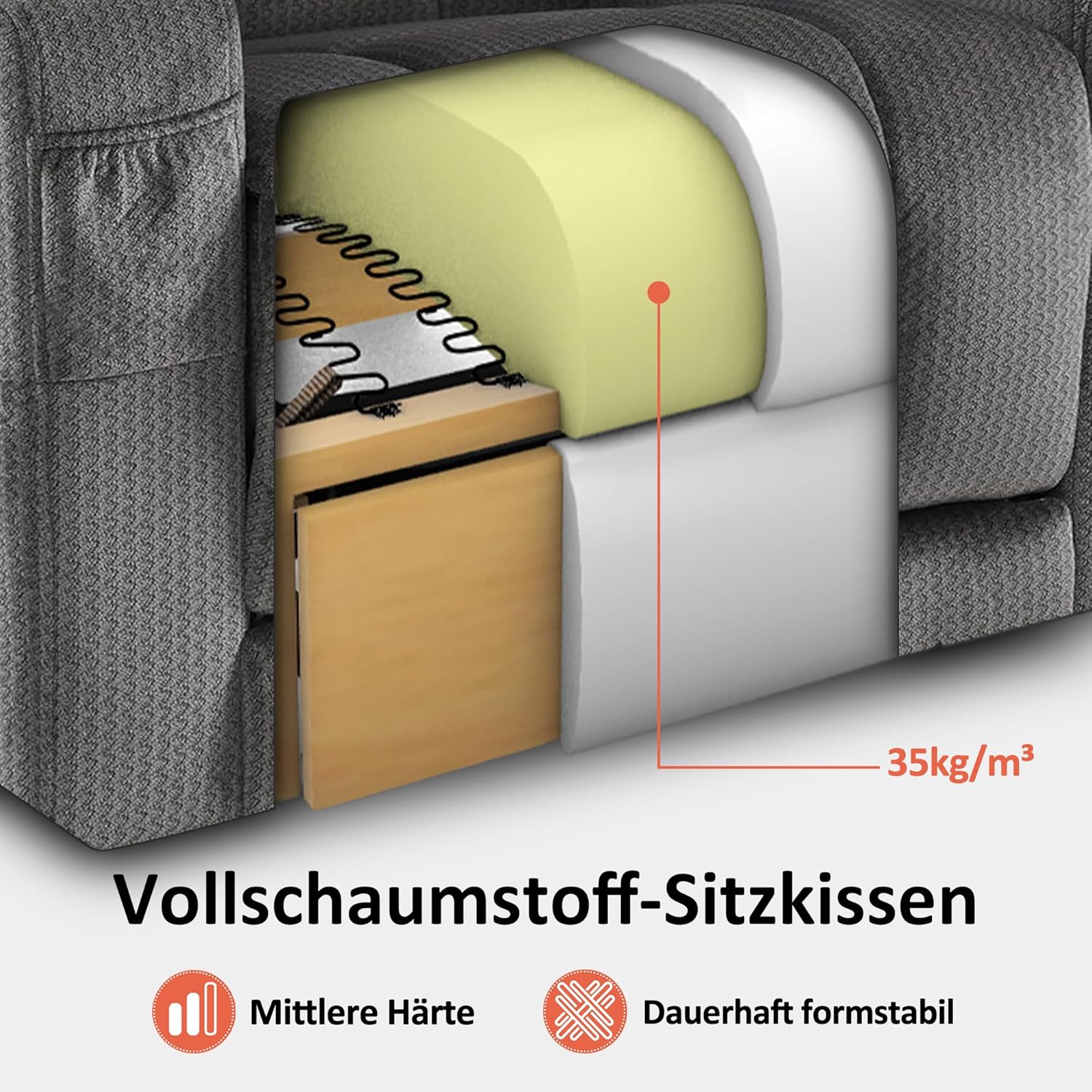 M MCombo Elektrischer Fernsehsessel Relaxsessel mit Liegefunktion, Massage & Wärme, USB-Anschluss, verstellbarer TV Sessel für Wohnzimmer – Bild 5