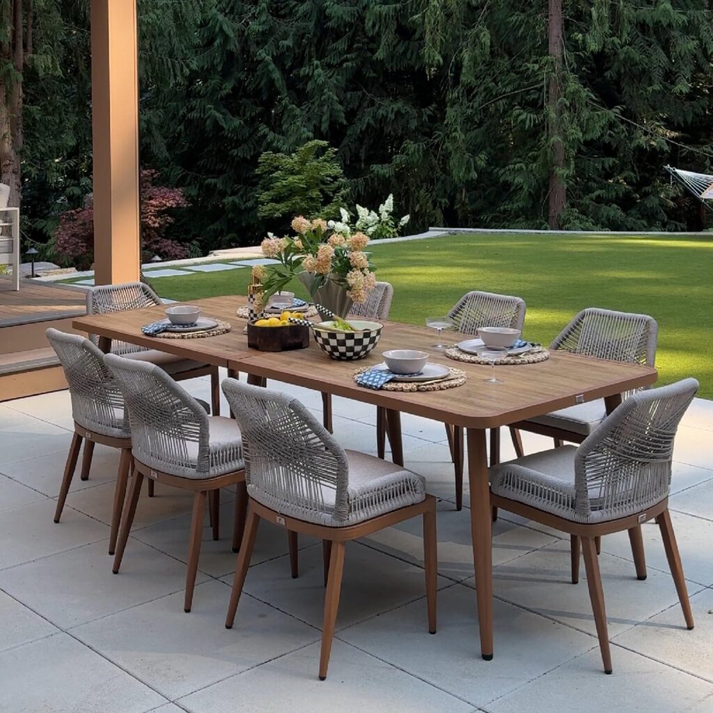PURPLE LEAF Terrassenmöbel Set 11-tlg – Aluminium Gartenmöbel Lounge mit Esstisch & 10 Gartenstühlen, Wetterfest Balkon- & Gartenmöbel