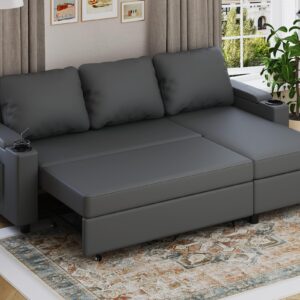 Devoko Ecksofa mit Schlaffunktion L-Form Schlafsofa mit Bettkasten Velours 3-Sitzer
