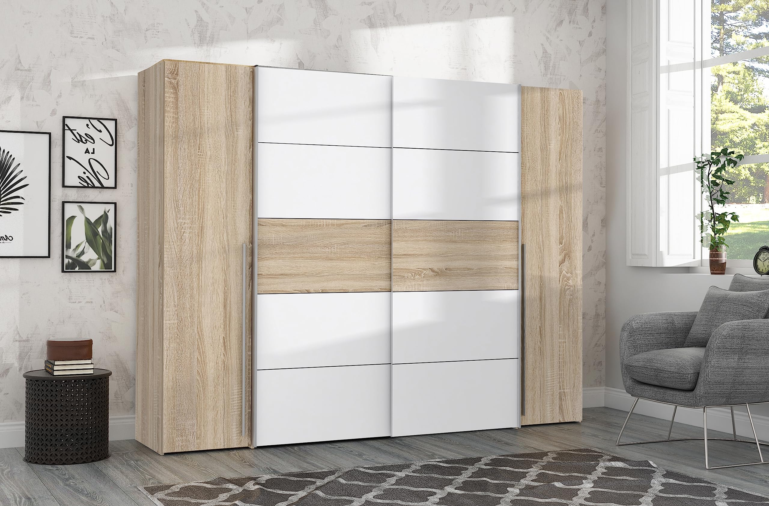 Forte Jabim Kleiderschrank mit LED Beleuchtung – Schwebetürenschrank 4-türig 280 cm Schlafzimmer – Bild 5